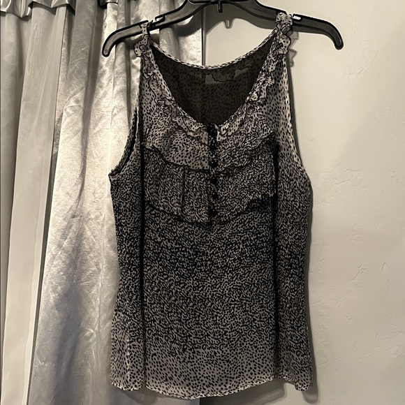 Elie Tahari Black and Gray Ruffle Blouse - Picture 1 of 3